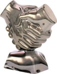 Figurka ceramiczna UŚCISK DŁONI srebro H-16cm CE500/S +grawerowa