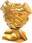 Figurka ceramiczna UŚCISK DŁONI złota H-16cm CE500/G +grawerowan